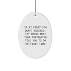 Funny Postmaster Quotes Oval Ornaments for Christmas Unique Gifts from Friends, Perfect for Office Decor, Gift Ideas for Men, Women, Coworkers, Family