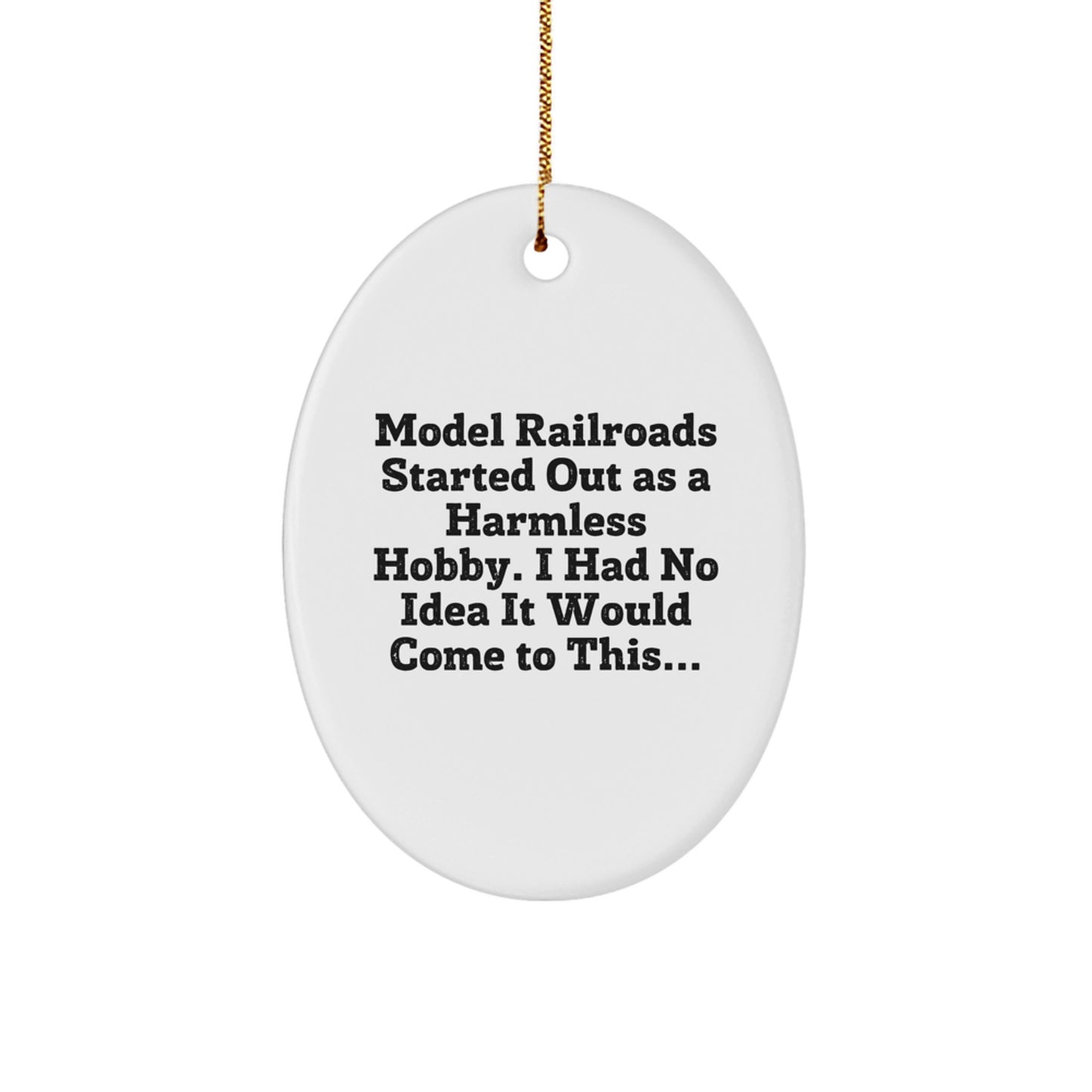 Funny Model Railroads Gifts for Men, Oval Ornament with Train Theme, Christmas Unique Gifts from Friends and Family - Image 1