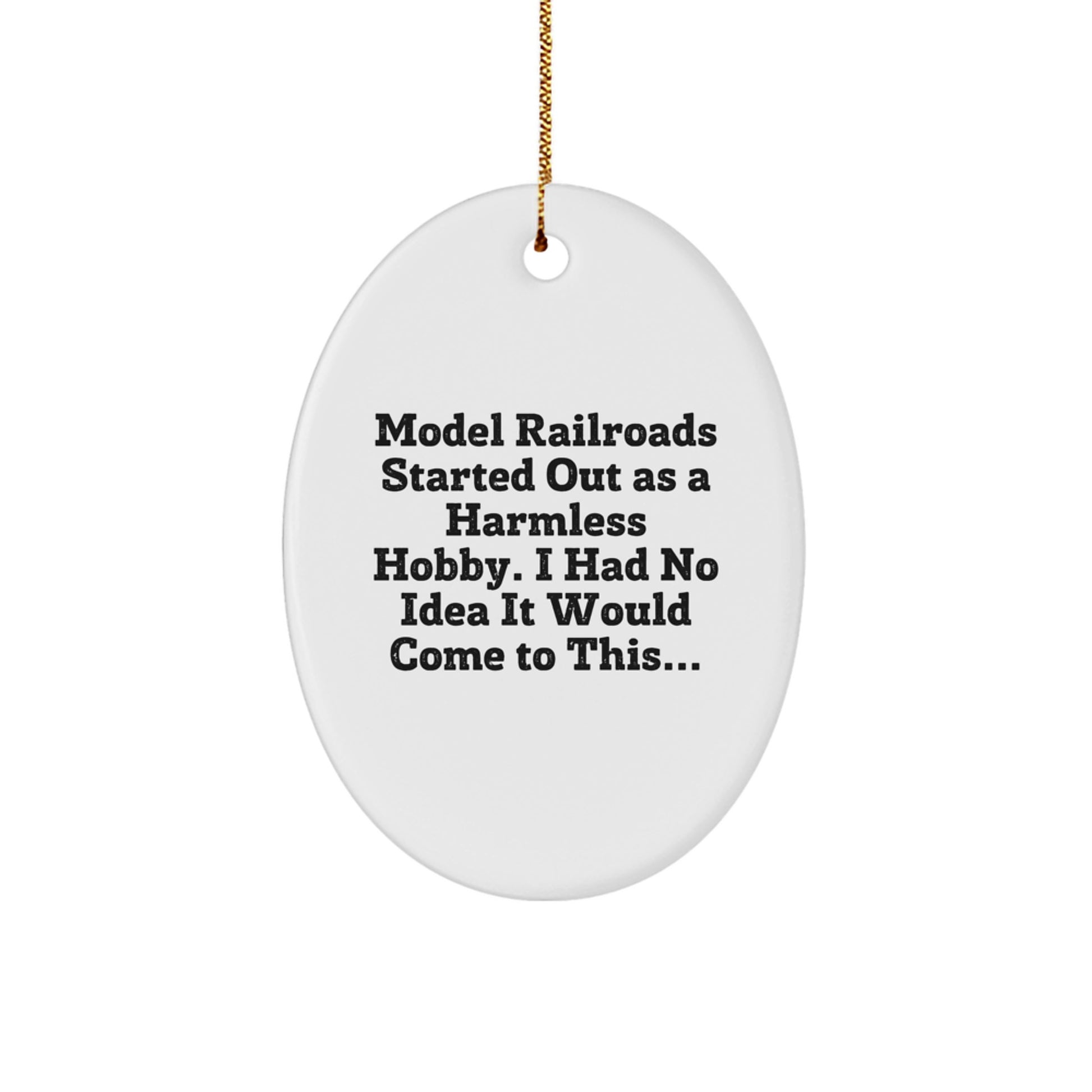 Funny Model Railroads Gifts for Men, Oval Ornament with Train Theme, Christmas Unique Gifts from Friends and Family - Image 1