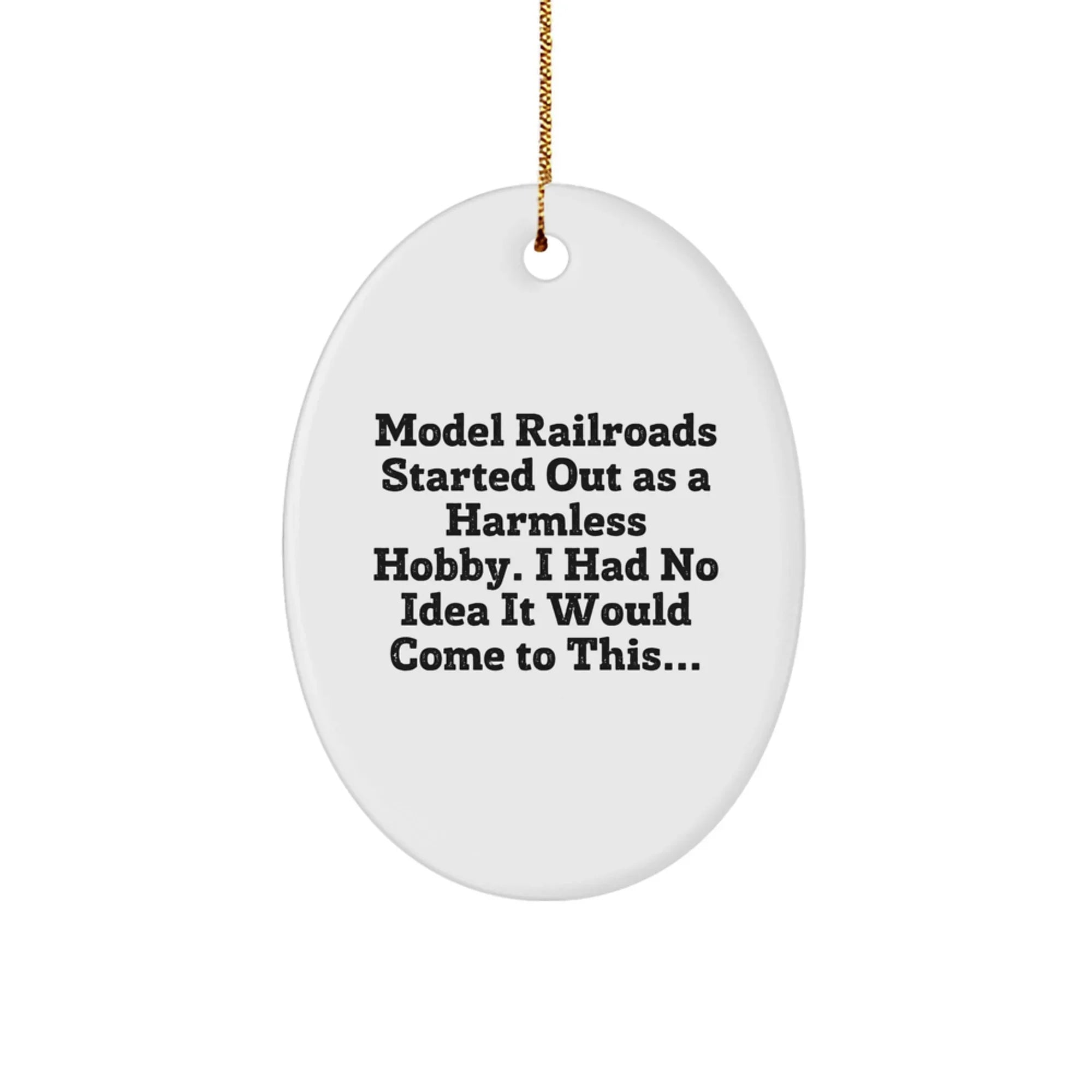 Funny Model Railroads Gifts for Men, Oval Ornament with Train Theme, Christmas Unique Gifts from Friends and Family