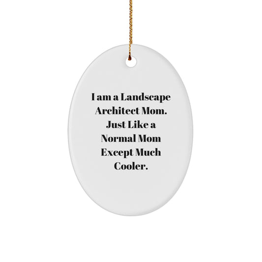 Unique Christmas Unique Gifts for Landscape Architect Mom from Daughter - Oval Ornament, Funny Quote, White - Image 1