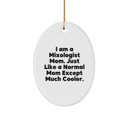 Funny Mixologist Mom Gifts from Family to Friends for Christmas Unique Oval Ornament Decorations - Image 1