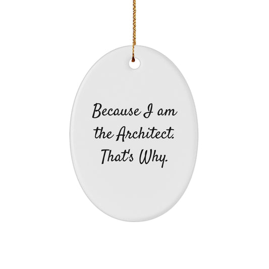 Architect Gifts from Friends - Because I Am The Architect. That's Why. - Oval Ornament for Men, Women, Family, and Coworkers - Christmas Unique Gifts