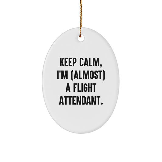 Funny Flight Attendant Gifts from Friends, Oval Ornament for Flight Attendant Friends, Christmas Unique Gifts for Flight Attendant - Image 1