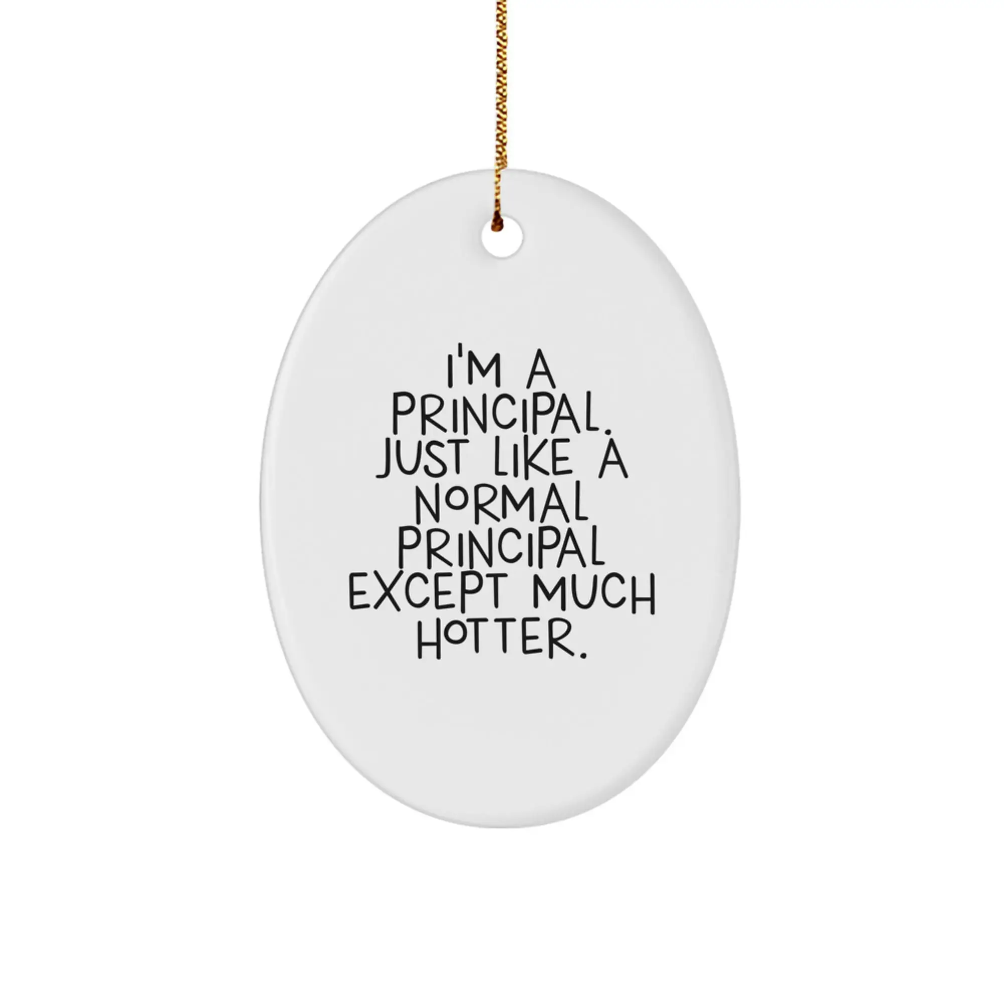 Funny Principal Oval Ornament Gifts from Friends, Coworkers, or Family for Principal Men or Women - I'm A Principal. Just Like A Normal Principal Except Much Hotter. - Image 1