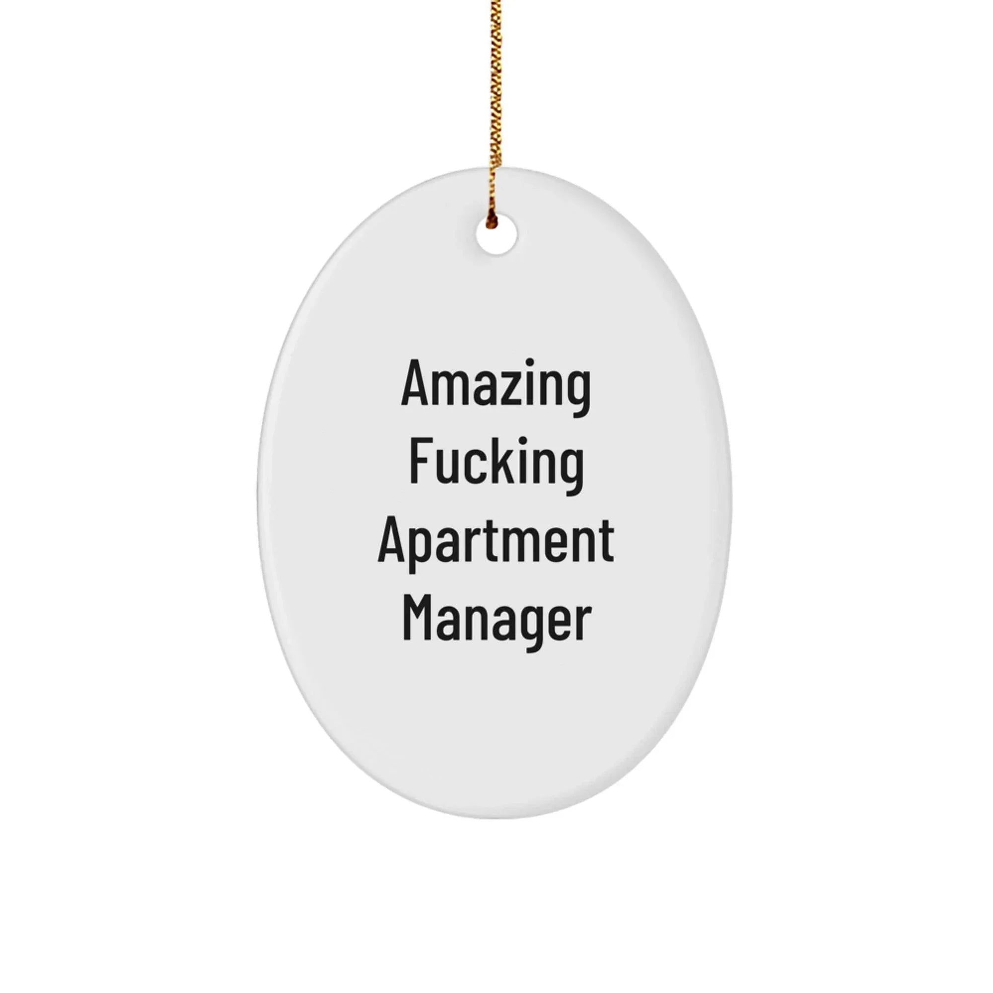 Funny Gifts from Friends for Apartment Manager, Oval Ornament, Amazing F--king Apartment Manager Christmas Unique