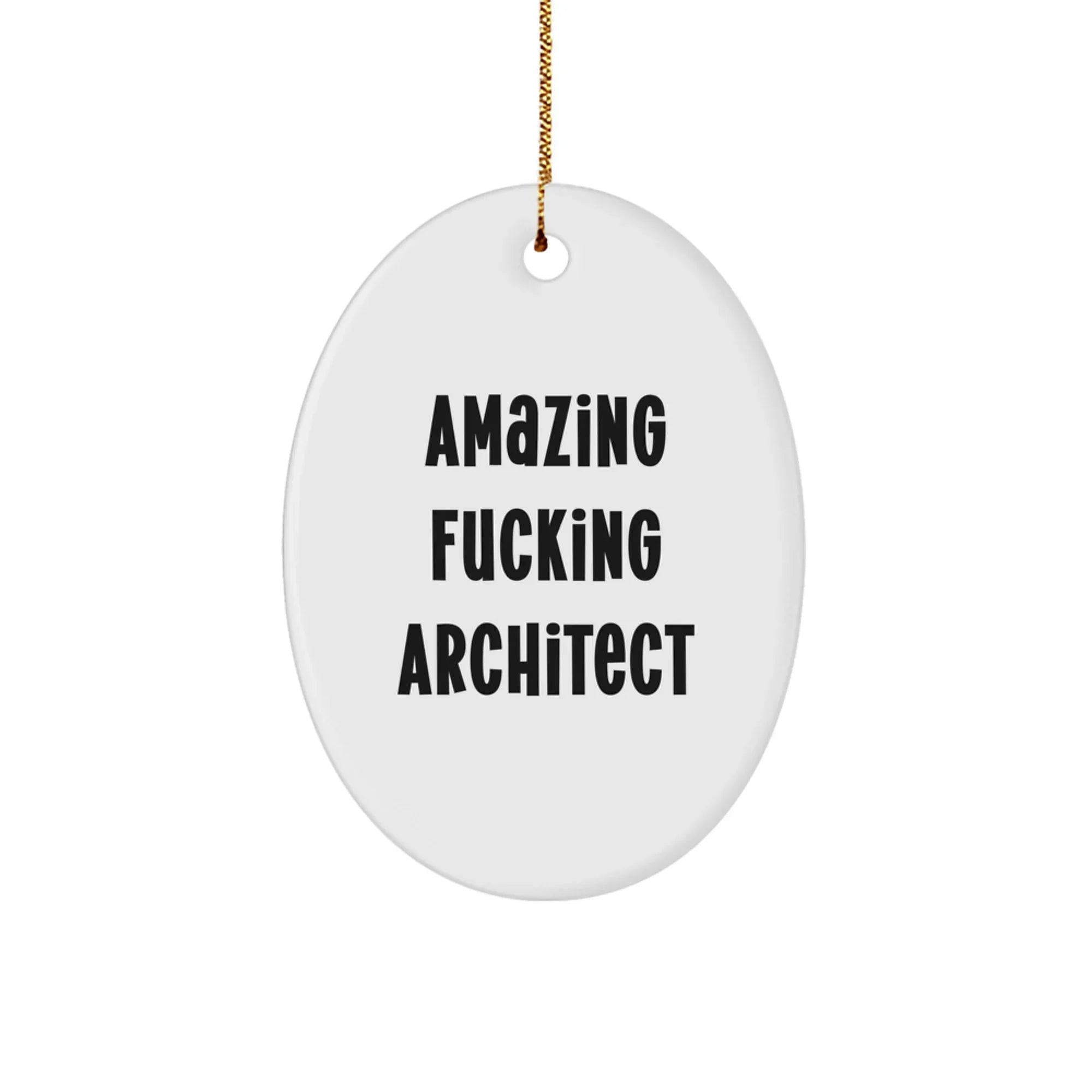 Funny Architect Christmas Oval Ornament Gifts from Friends for Men, Women, and Coworkers, Amazing F--king Architect Quote