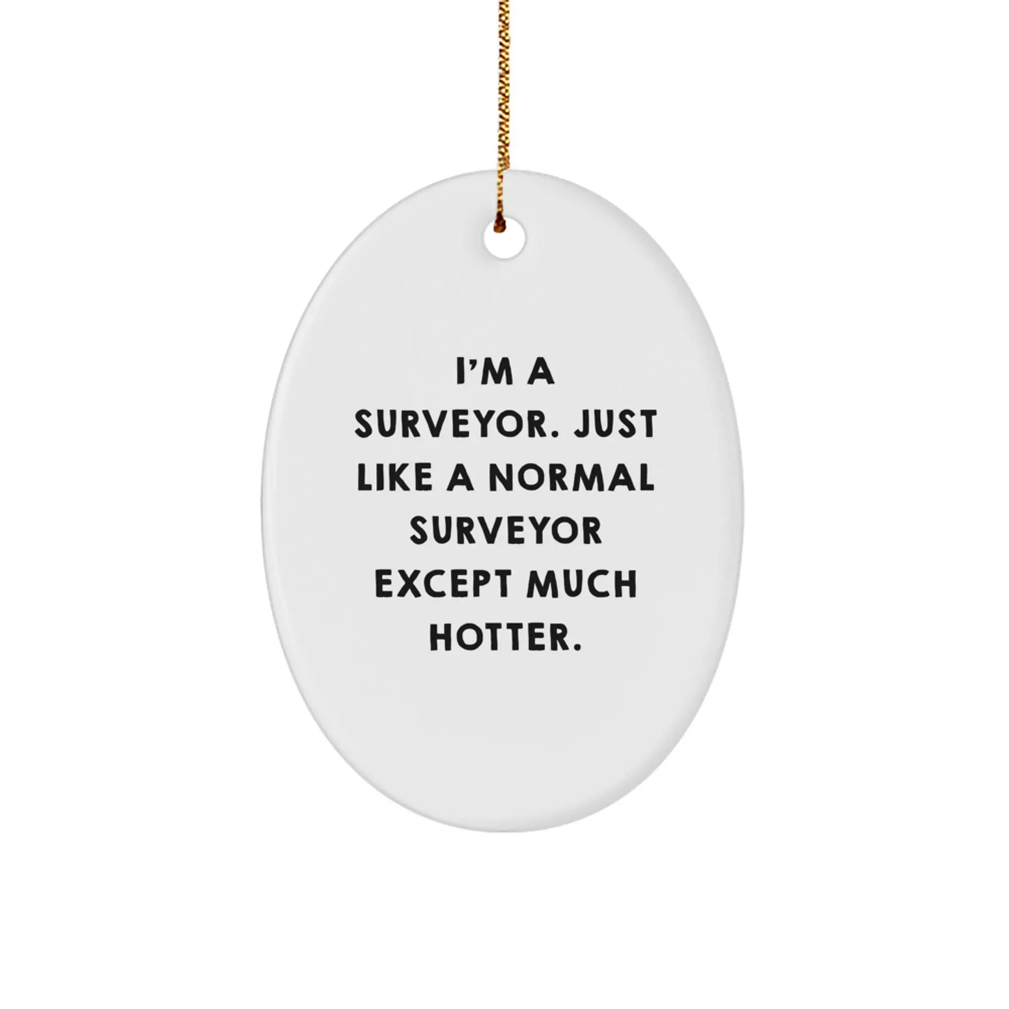 Funny Surveyor Gifts for Friends, Oval Ornament, I'm A Surveyor. Just Like A Normal Surveyor Except Much Hotter., Christmas Unique Gifts from Men to Family - Image 1