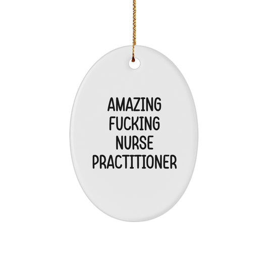 Funny Nurse Practitioner Oval Ornament Gifts from Friends for Christmas Unique Nurse Practitioner - Image 1