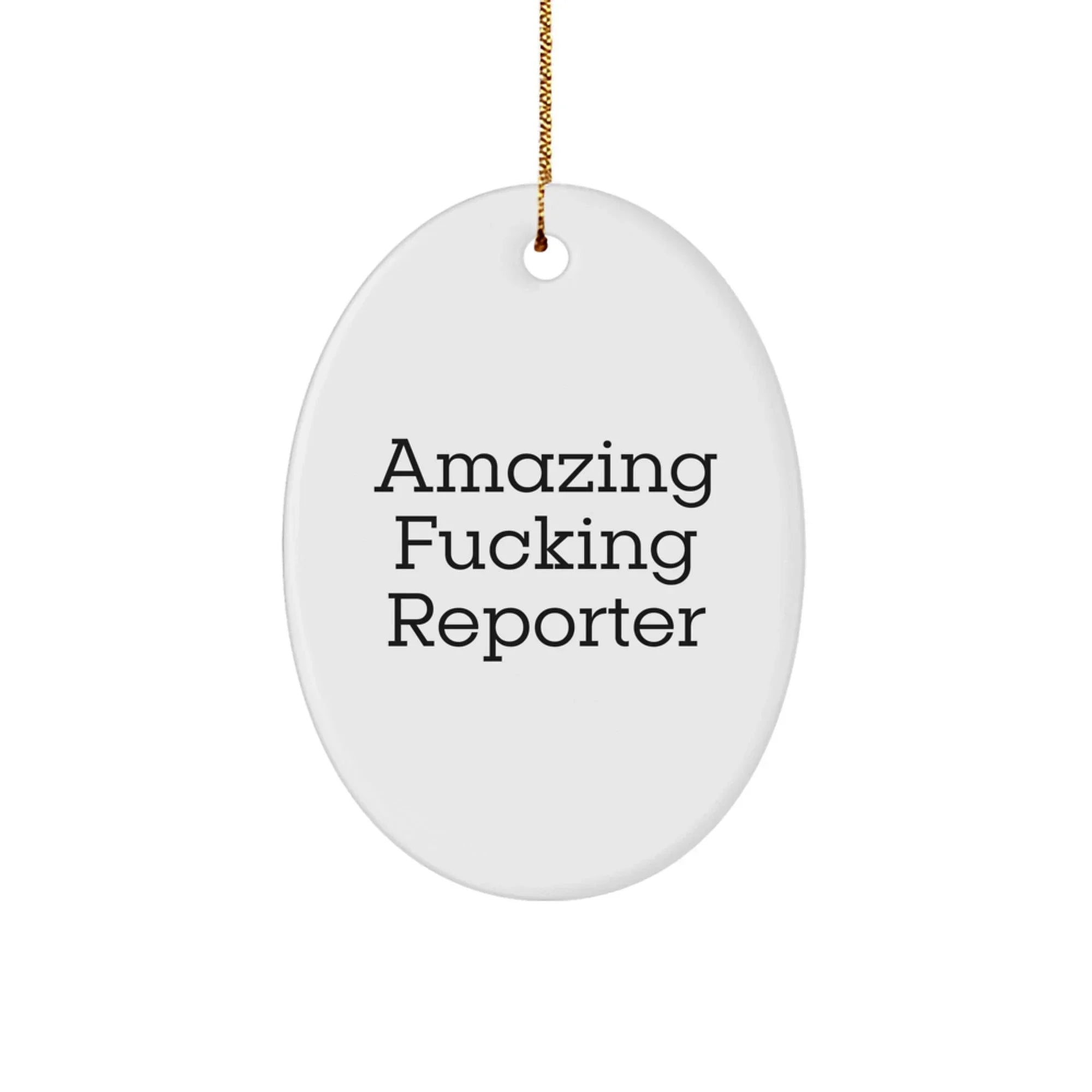 Funny Reporter Gifts for Men, Oval Ornament Christmas Unique Gifts from Friends, Amazing Reporter Quote Decor