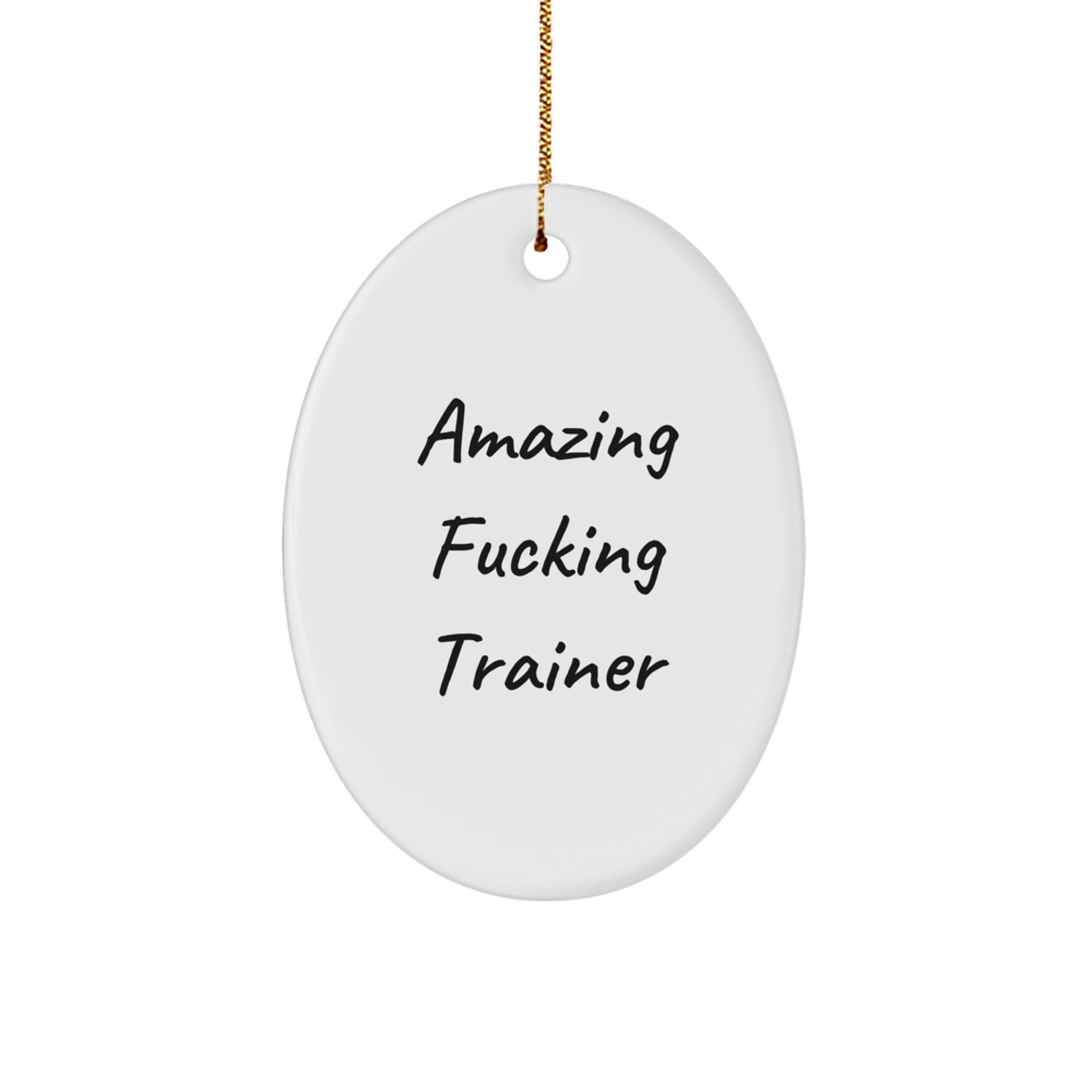 Funny Trainer Oval Ornament Gifts from Men to Friends - Oval Ornament for Trainer Enthusiasts, Amazing F--king Trainer Quote, Christmas Unique Gifts - Image 1