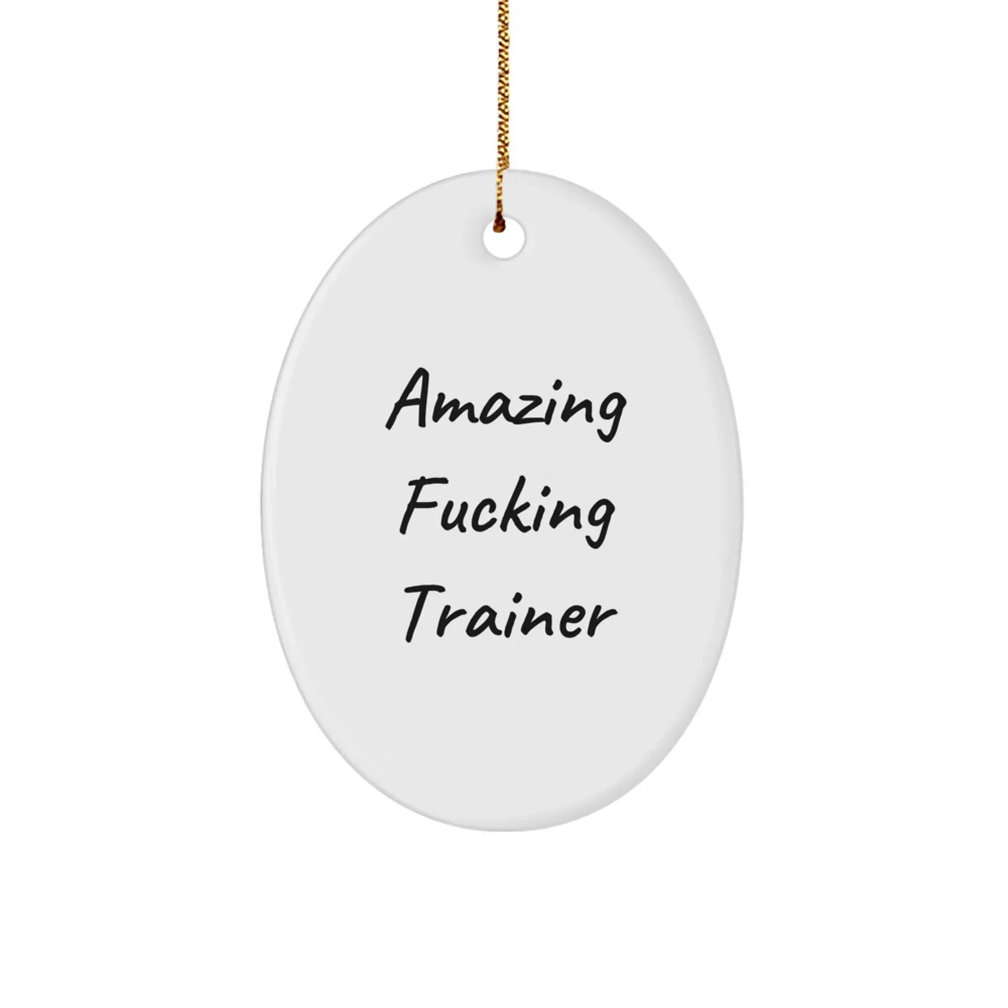Funny Trainer Oval Ornament Gifts from Men to Friends - Oval Ornament for Trainer Enthusiasts, Amazing F--king Trainer Quote, Christmas Unique Gifts