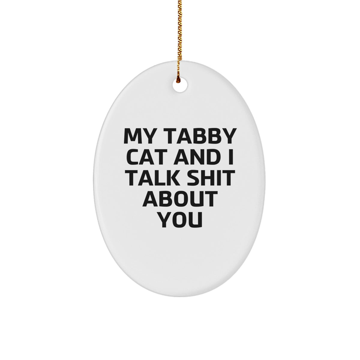 Christmas Gift Oval Ornament for Her Tabby Cat Fan Present - Image 1