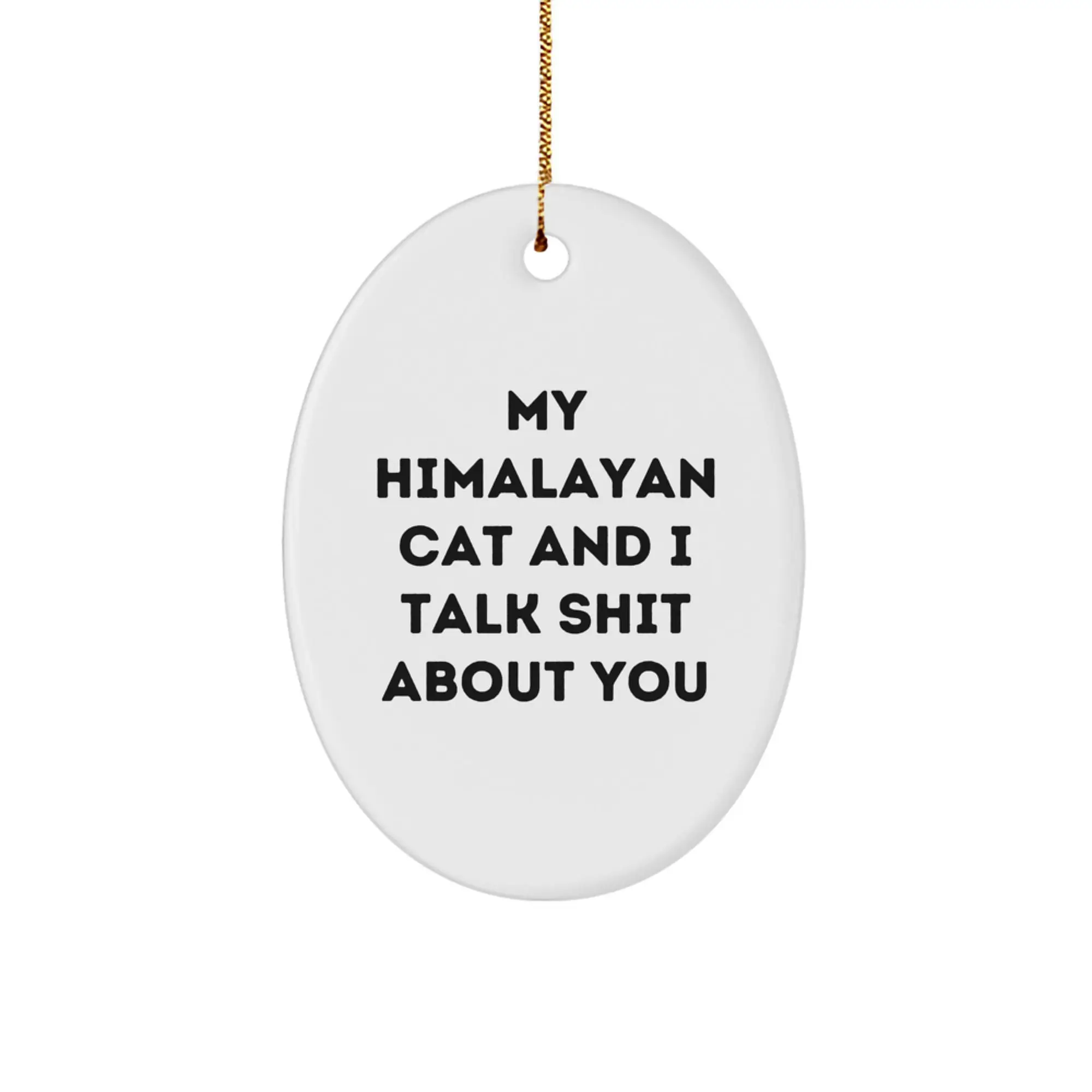 Funny Himalayan Cat Oval Ornament Gifts from Friends to Family Members for Christmas Unique Present Ideas - Image 1