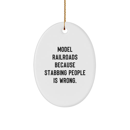 Funny Oval Ornament Gifts from Men for Model Railroads Friends and Family this Christmas - Image 1