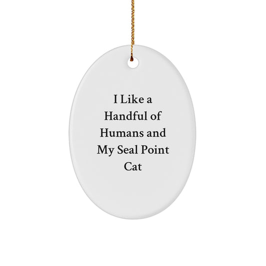 Funny Seal Point Cat Oval Ornament Gifts from Friends for Cat Lovers on Christmas - Image 1