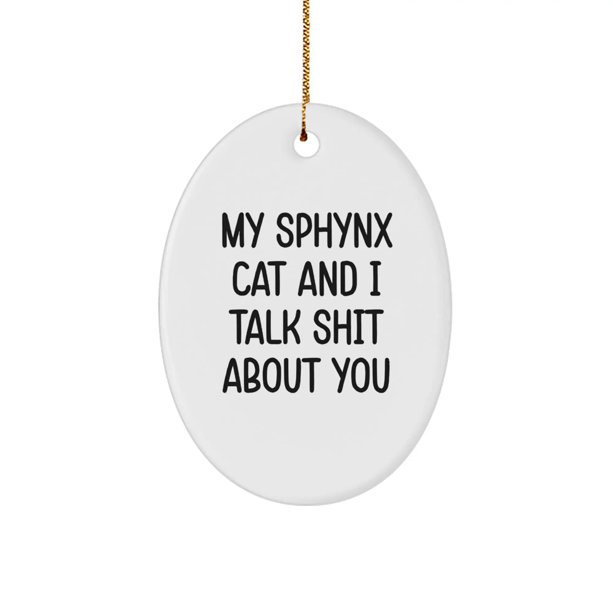 Funny Sphynx Cat Oval Ornament Gifts from Family for Sphynx Cat Lovers - My Sphynx Cat And I Talk Shit About You - Image 1