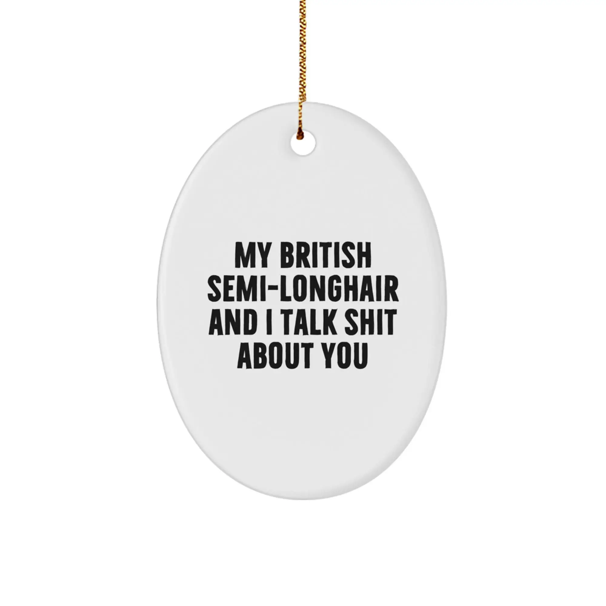 Funny British Semi-Longhair Cat Oval Ornament Gifts from Friends, Perfect for British Semi-Longhair Cat Lovers, Christmas Unique Gifts - Image 1