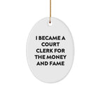 Funny Quote Court Clerk Gifts, Oval Ornament, White, Christmas Unique Gifts from Family, Friends, Men, Women