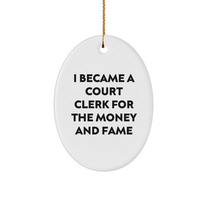 Funny Quote Court Clerk Gifts, Oval Ornament, White, Christmas Unique Gifts from Family, Friends, Men, Women - Image 1