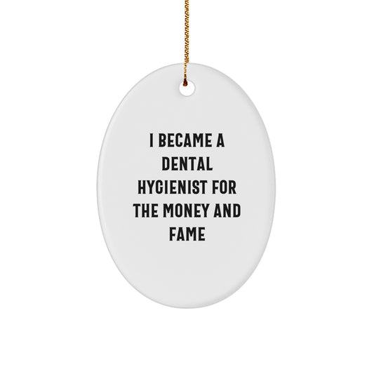 Funny Dental Hygienist Gifts for Coworkers, Oval Ornament from Men, Unique Christmas Unique Gifts for Dental Hygienist Friends - Image 1