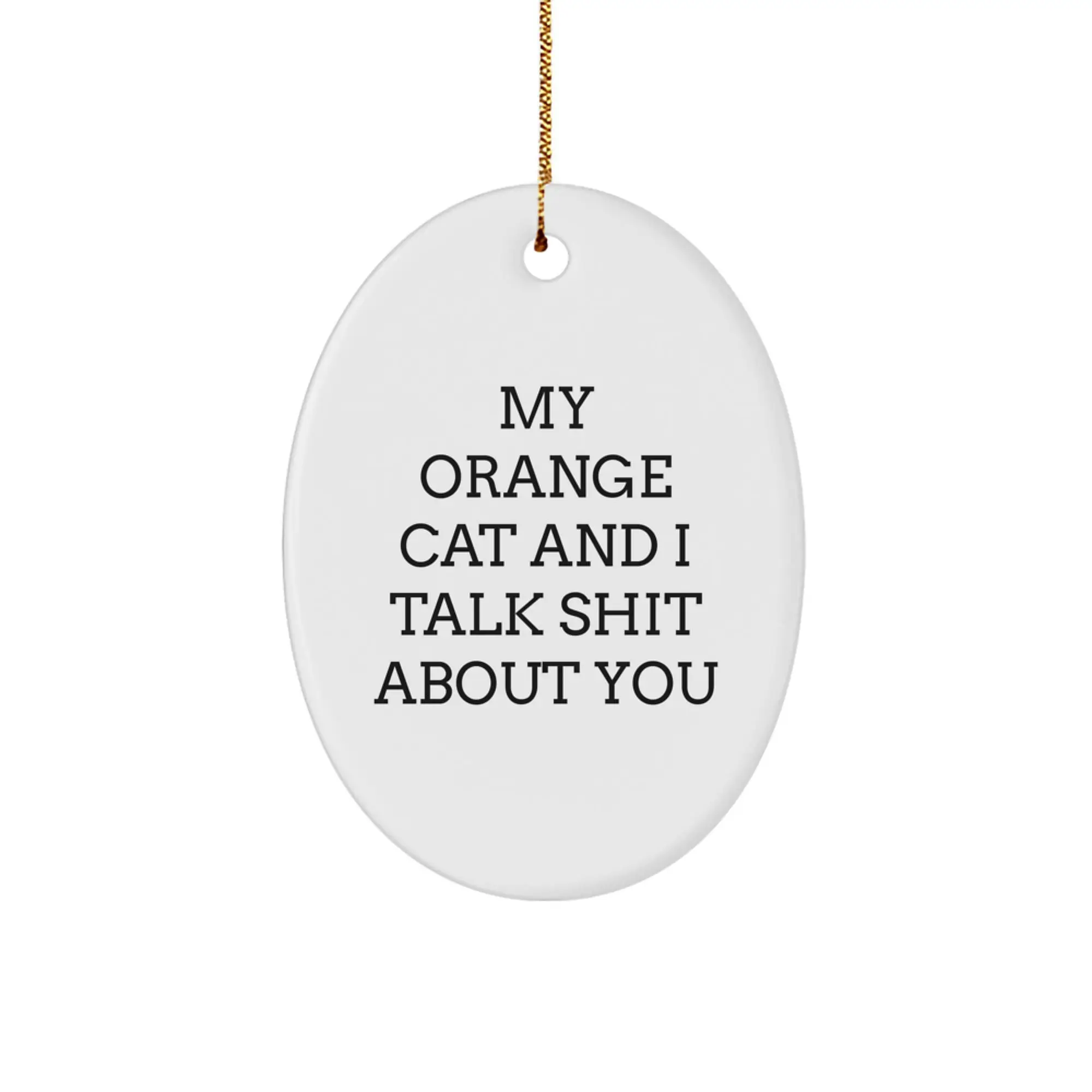 Funny Orange Cat Oval Ornament Gifts for Men Women Friends Family from Orange Cat Lover - Image 1