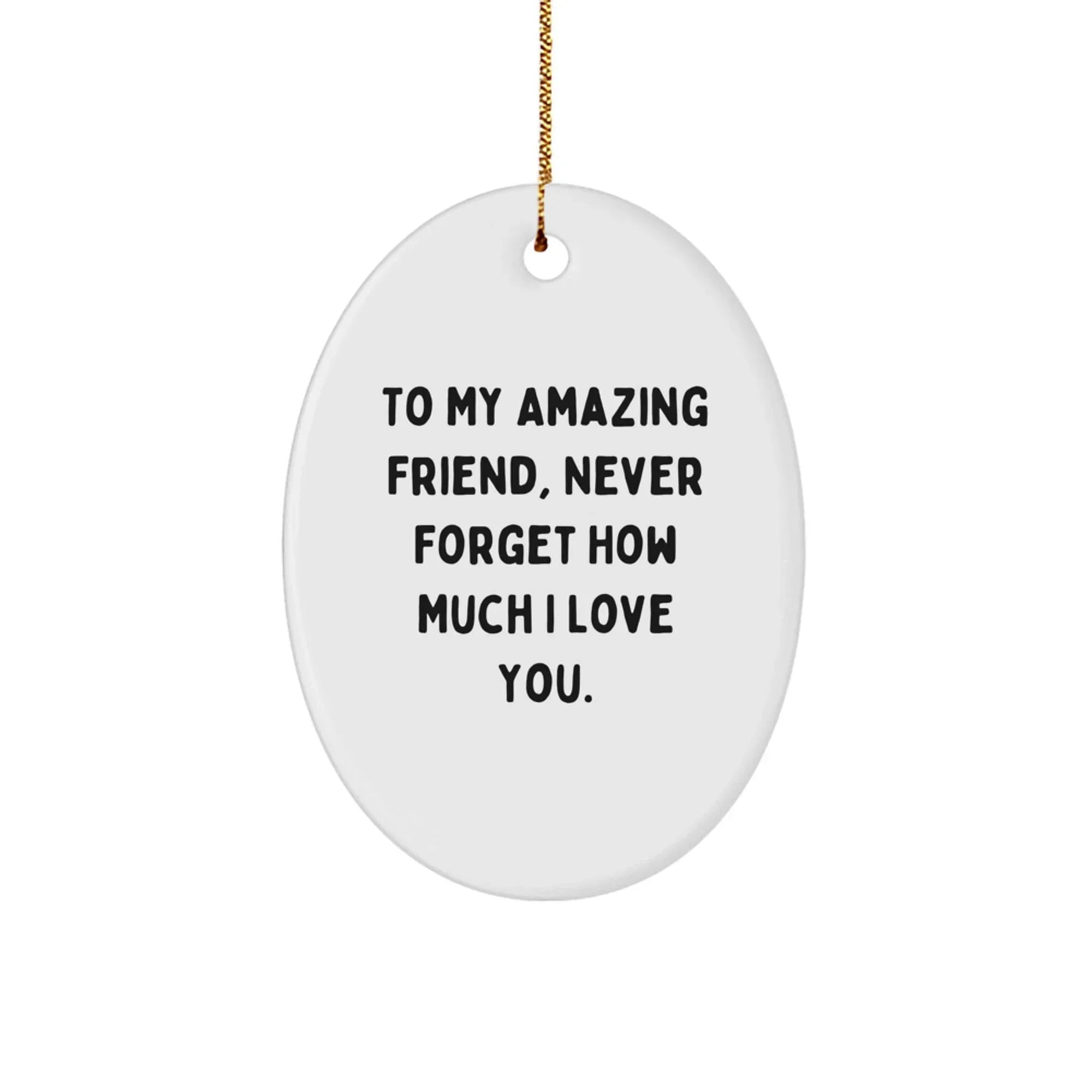 Fun Funny Gifts for Friend, Friend Christmas Oval Ornament, To My Amazing Friend Never Forget How Much I Love You