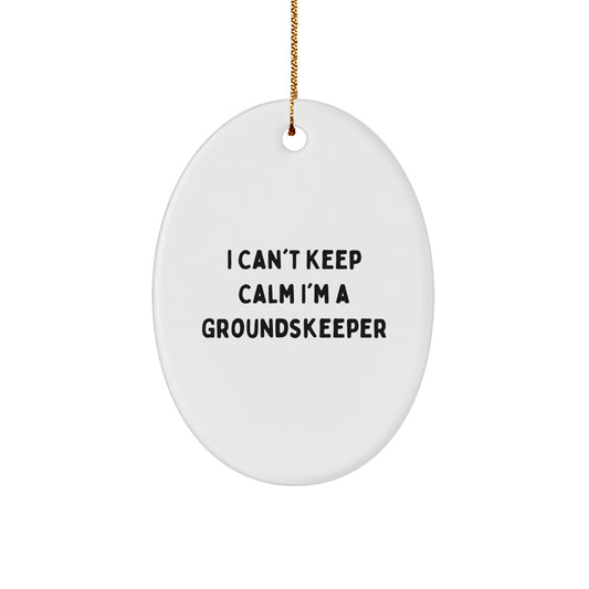 Funny groundskeeper Gifts Oval Ornament I Cant Keep Calm I'm A groundskeeper for Men Women Friends Family - Image 1