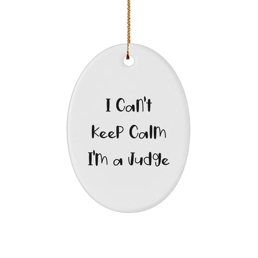 Funny Judge Gifts for Men - I Can't Keep Calm Oval Ornament, White, Christmas Unique Gifts from Family to Judge - Image 1
