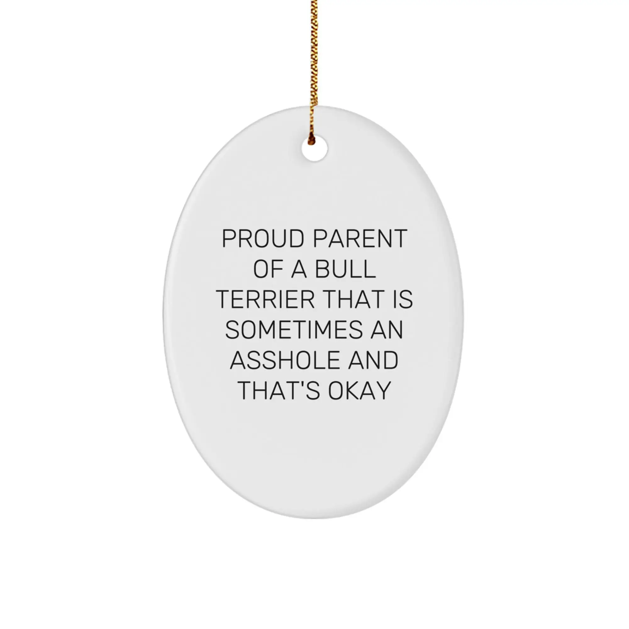Funny Bull Terrier Dog Mom Oval Ornament Gifts from Friends for Christmas - Image 1