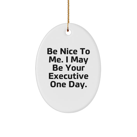 Funny Executive Oval Ornament Gifts for Men from Friends - Be Nice To Me I May Be Your Executive One Day Christmas Unique Gifts - Image 1
