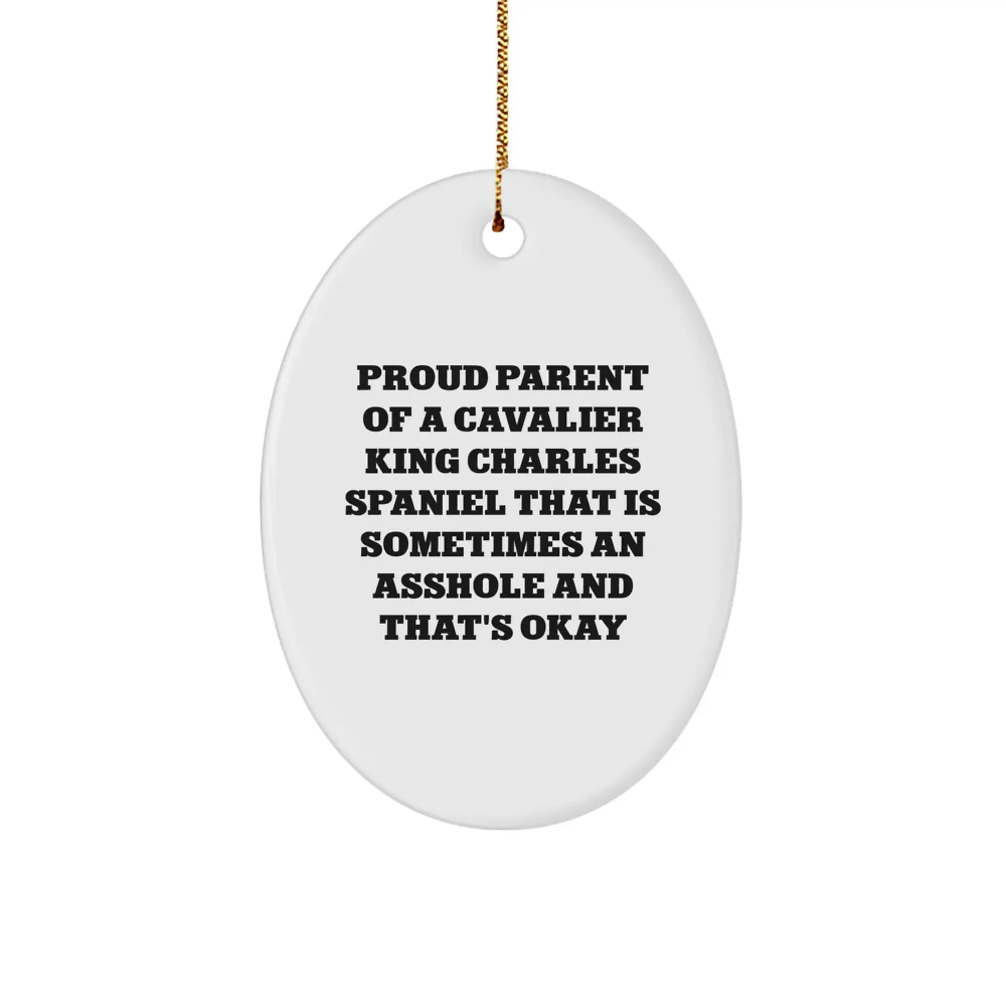 Funny Cavalier King Charles Spaniel Dog Christmas Oval Ornament Gifts from Friends for Men Women Family - Image 1