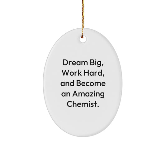 Funny Chemist Gifts from Men to Friends - Oval Ornament, Dream Big Work Hard Quote, Christmas Unique Decorations for Home Office Desk - Image 1