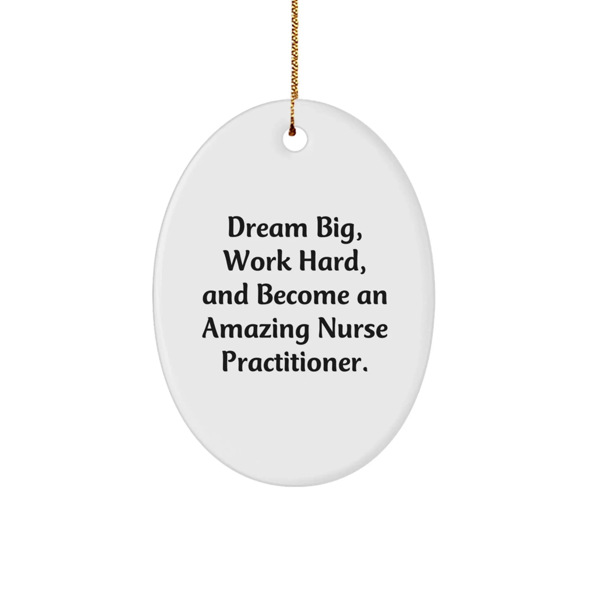 Unique Nurse Practitioner Oval Ornament Gifts from Friends for Christmas - 'Dream Big, Work Hard, And Become An Amazing Nurse Practitioner.'