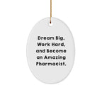 Motivational Pharmacist Gifts from Friends - Oval Ornament for Amazing Pharms - 'Dream Big, Work Hard, And Become An Amazing Pharmacist.'