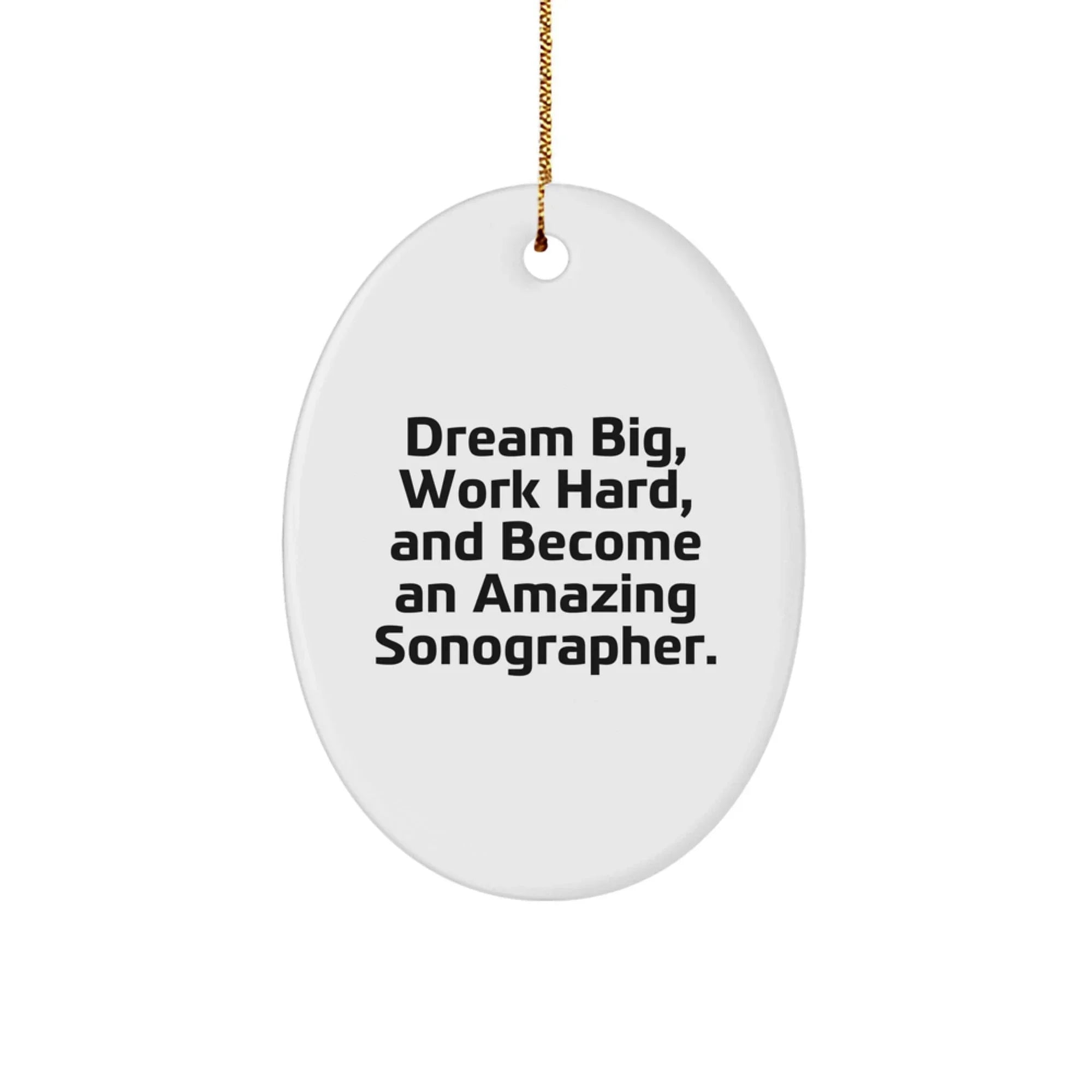 Funny Sonographer Gifts from Friends for Men, 'Dream Big, Work Hard, And Become An Amazing Sonographer.' Oval Ornament, Christmas Unique Decorations