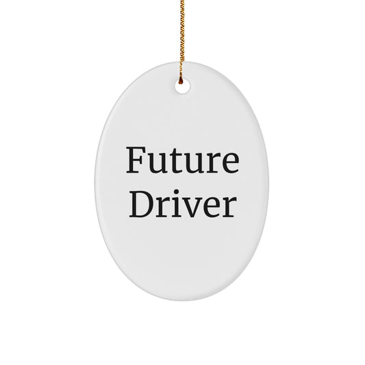 Funny Future Driver Oval Ornament Gifts from Men to Driver Friends at Christmas Unique Gifts - Image 1
