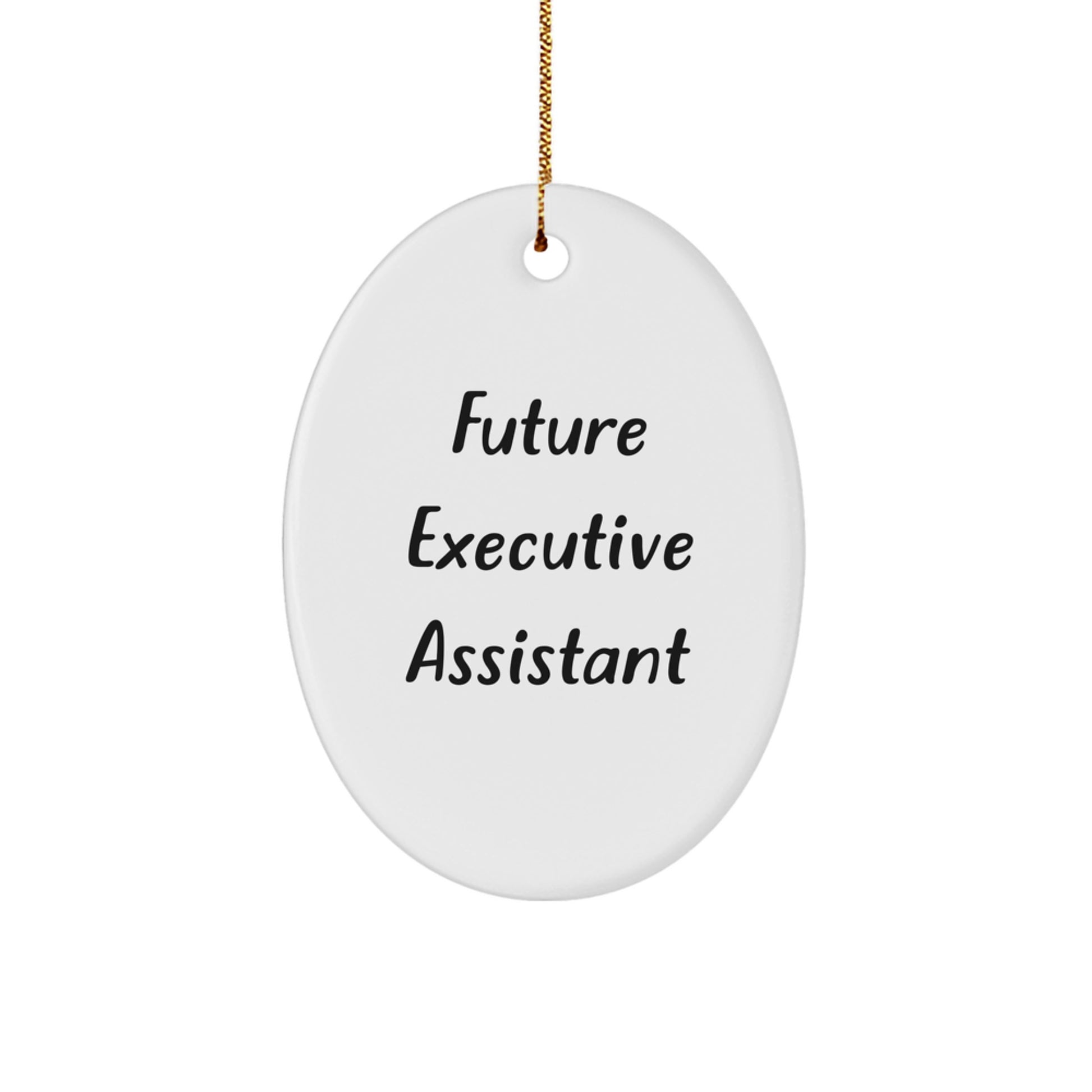 Funny Executive Assistant Gifts from Friends for Christmas Unique Oval Ornament with Future Executive Assistant Quote - Image 1