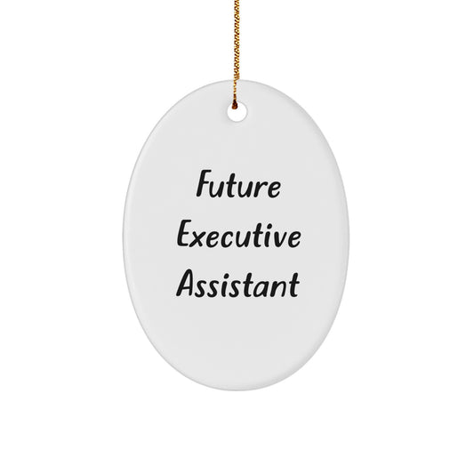 Funny Executive Assistant Gifts from Friends for Christmas Unique Oval Ornament with Future Executive Assistant Quote - Image 1