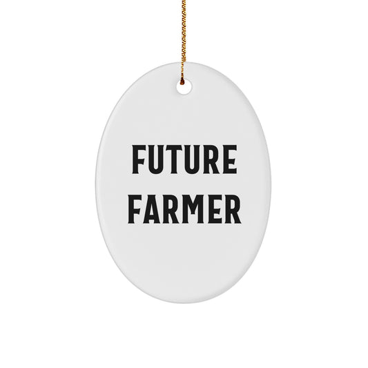 Funny Future Farmer Oval Ornament Gifts for Men from Family, Personalized Christmas Unique Gifts for Farming Enthusiasts - Image 1