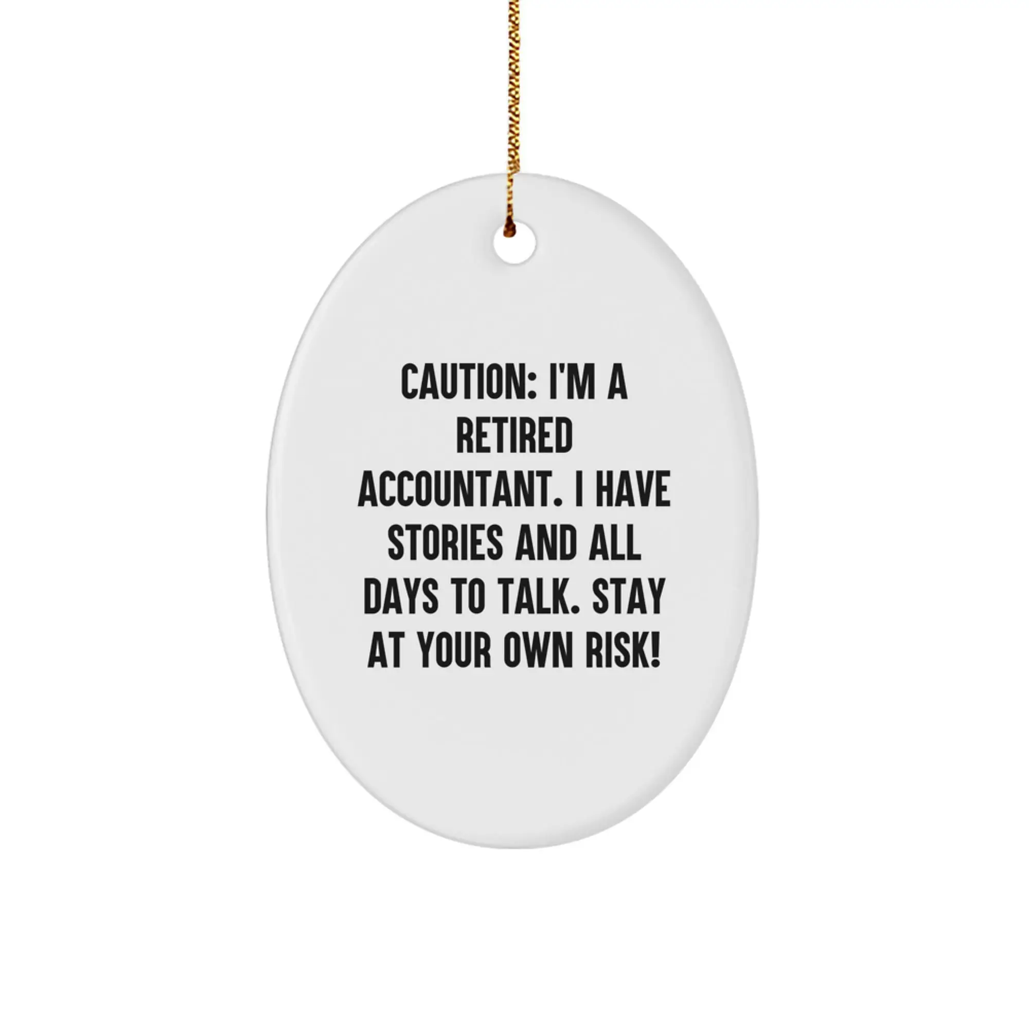 Funny Accountant Gifts from Friends, Oval Ornament with Caution Quote, Perfect for Coworkers or Family Men - Image 1
