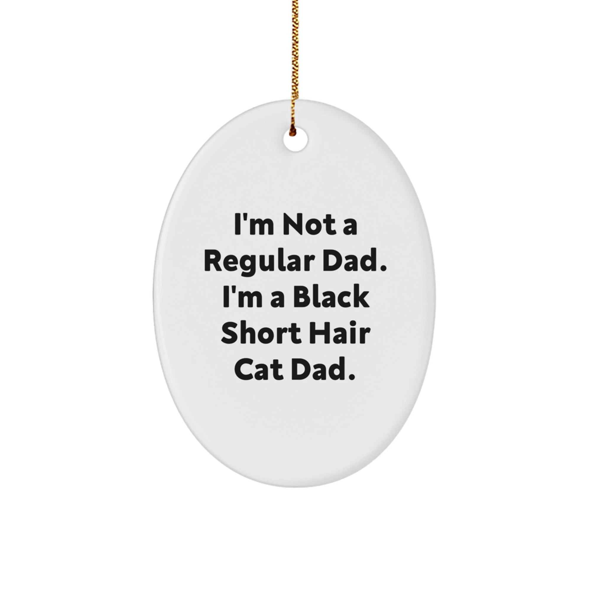 Funny Black Short Hair Cat Dad Oval Ornament Gifts for Men from Family, Unique Christmas Decorations