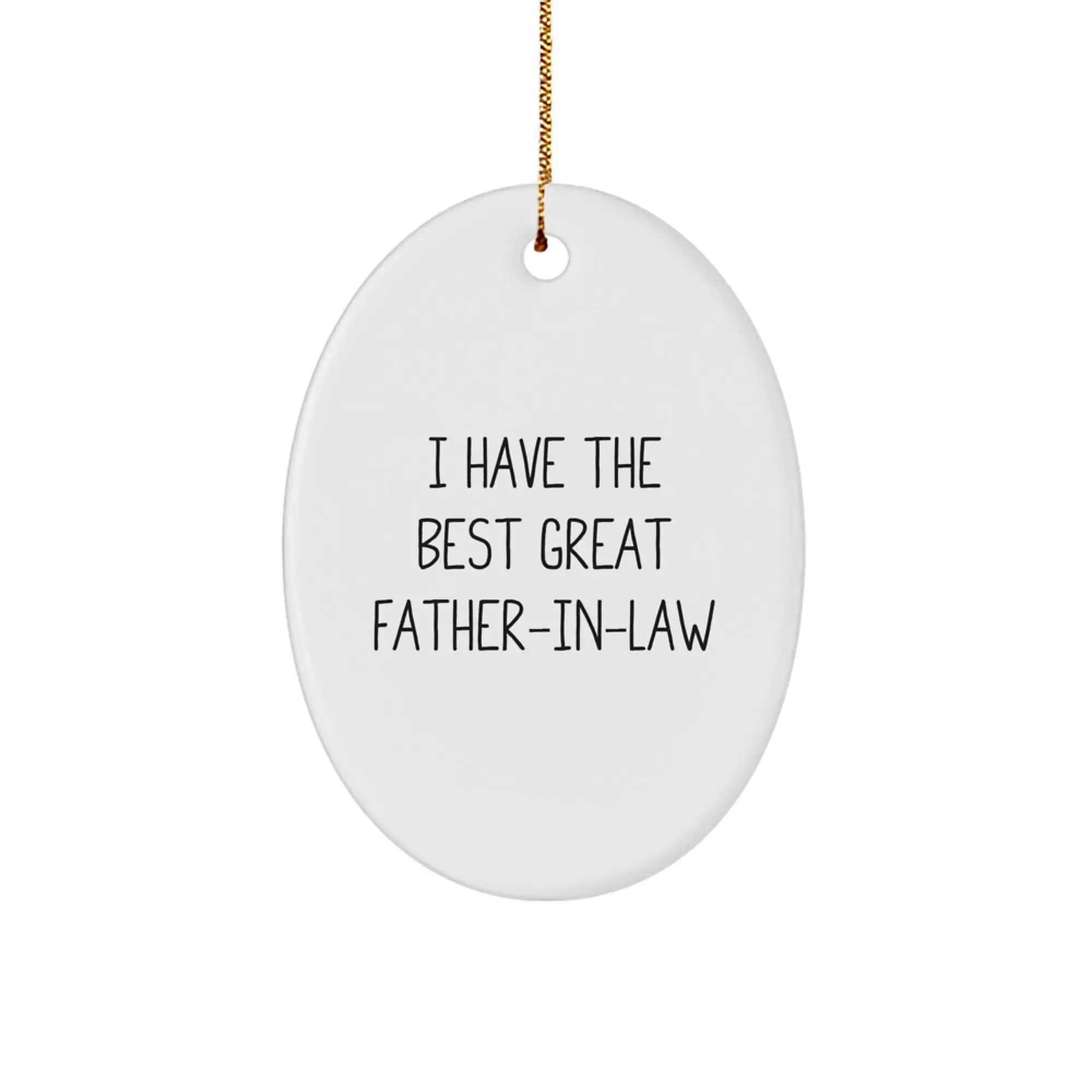 Gifts from Family Members for the Best Great Father-in-law, Christmas Unique Oval Ornament, Funny Quote Decoration - Image 1