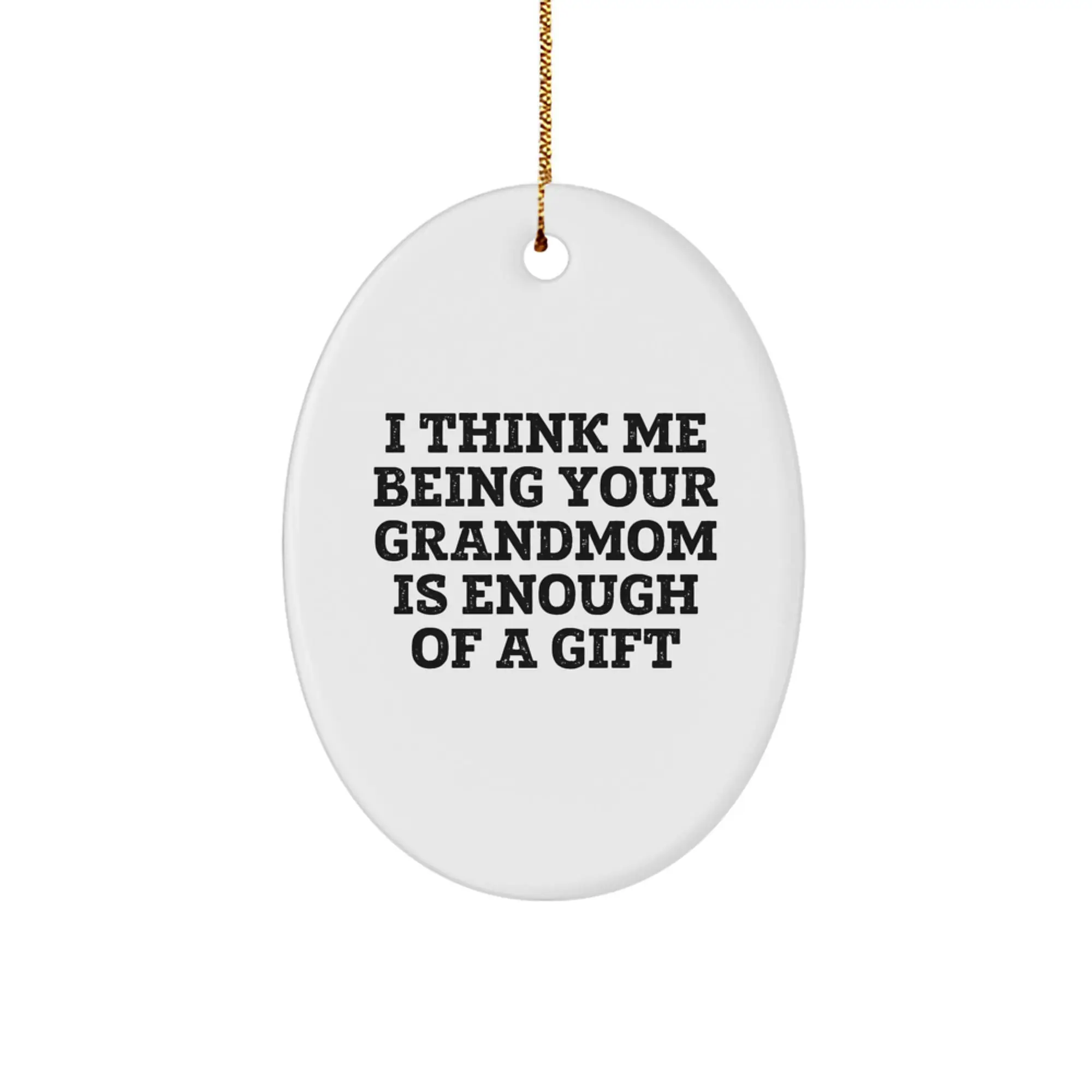 Christmas Gift for Her Grandmom Oval Ornament Present - Image 1