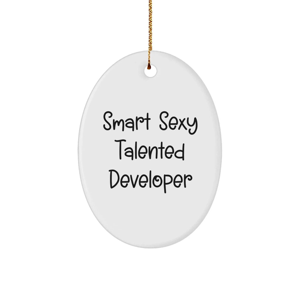 Funny Developer Oval Christmas Ornament - Smart Sexy Talented Developer