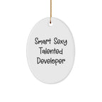 Funny Developer Oval Christmas Ornament - Smart Sexy Talented Developer