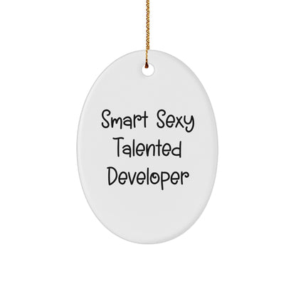 Funny Developer Oval Christmas Ornament - Smart Sexy Talented Developer