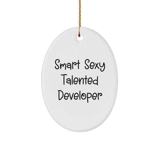 Funny Developer Oval Christmas Ornament - Smart Sexy Talented Developer