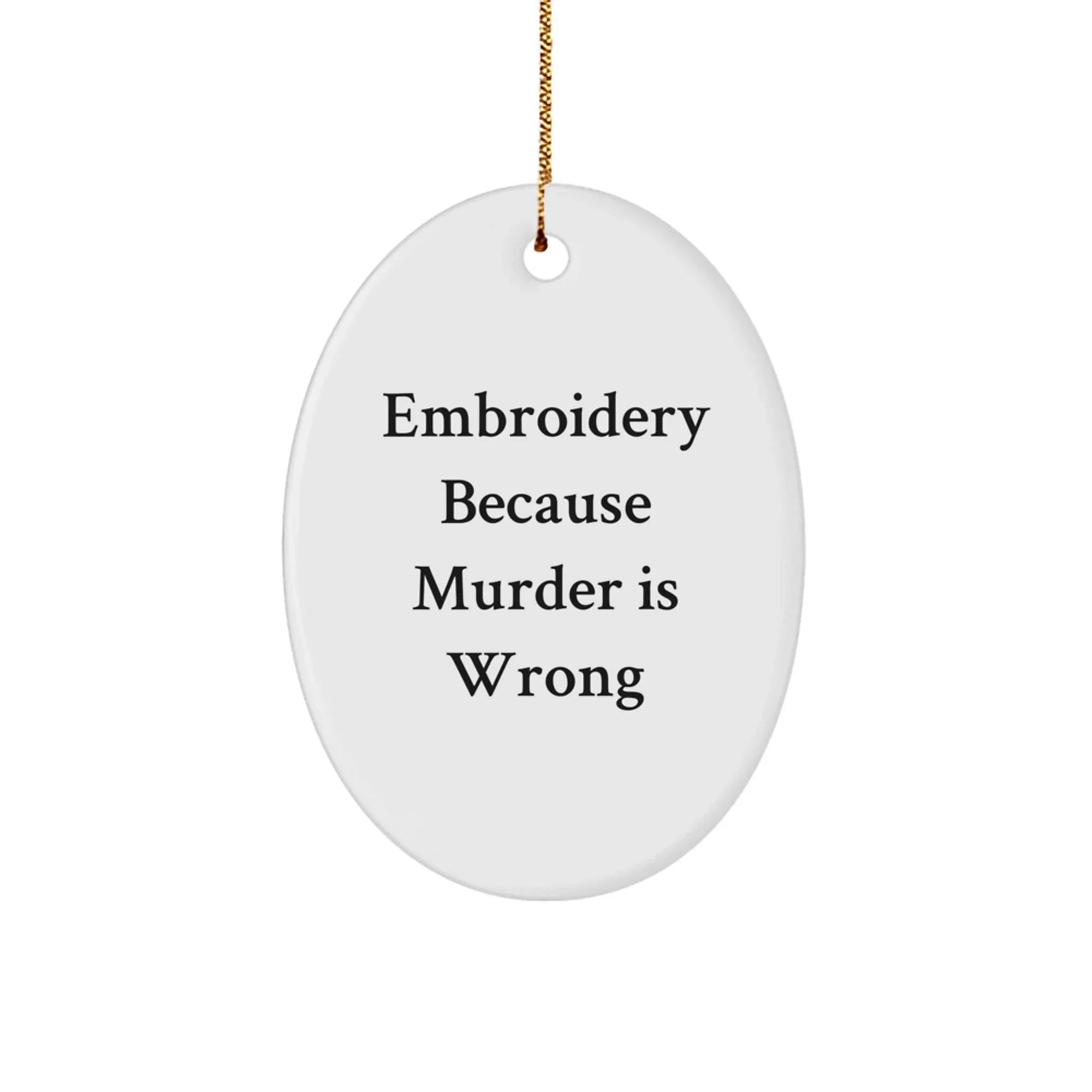 Embroidery Fun Oval Ornament Gifts for Men Funny White Christmas