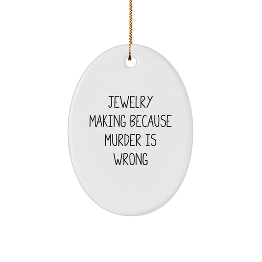 Jewelry Making Gifts for Men - Funny Oval Ornament with Gold Cord for Christmas Unique Presents - Image 1